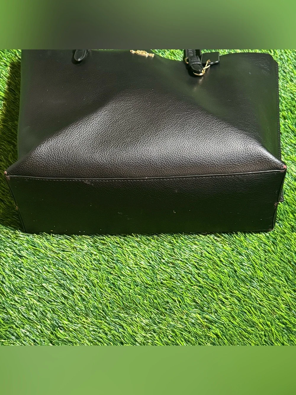 COACH Mollie Leather Tote Bag Black Red Interior Shoulder Handbag Purse 1671